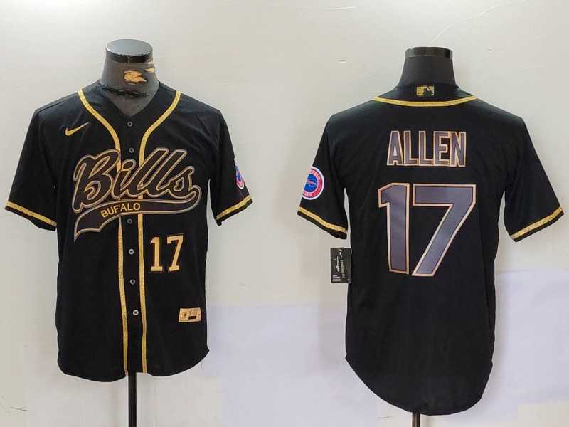Men%27s Buffalo Bills #17 Josh Allen Black Cool Base Stitched Baseball Jersey->buffalo bills->NFL Jersey